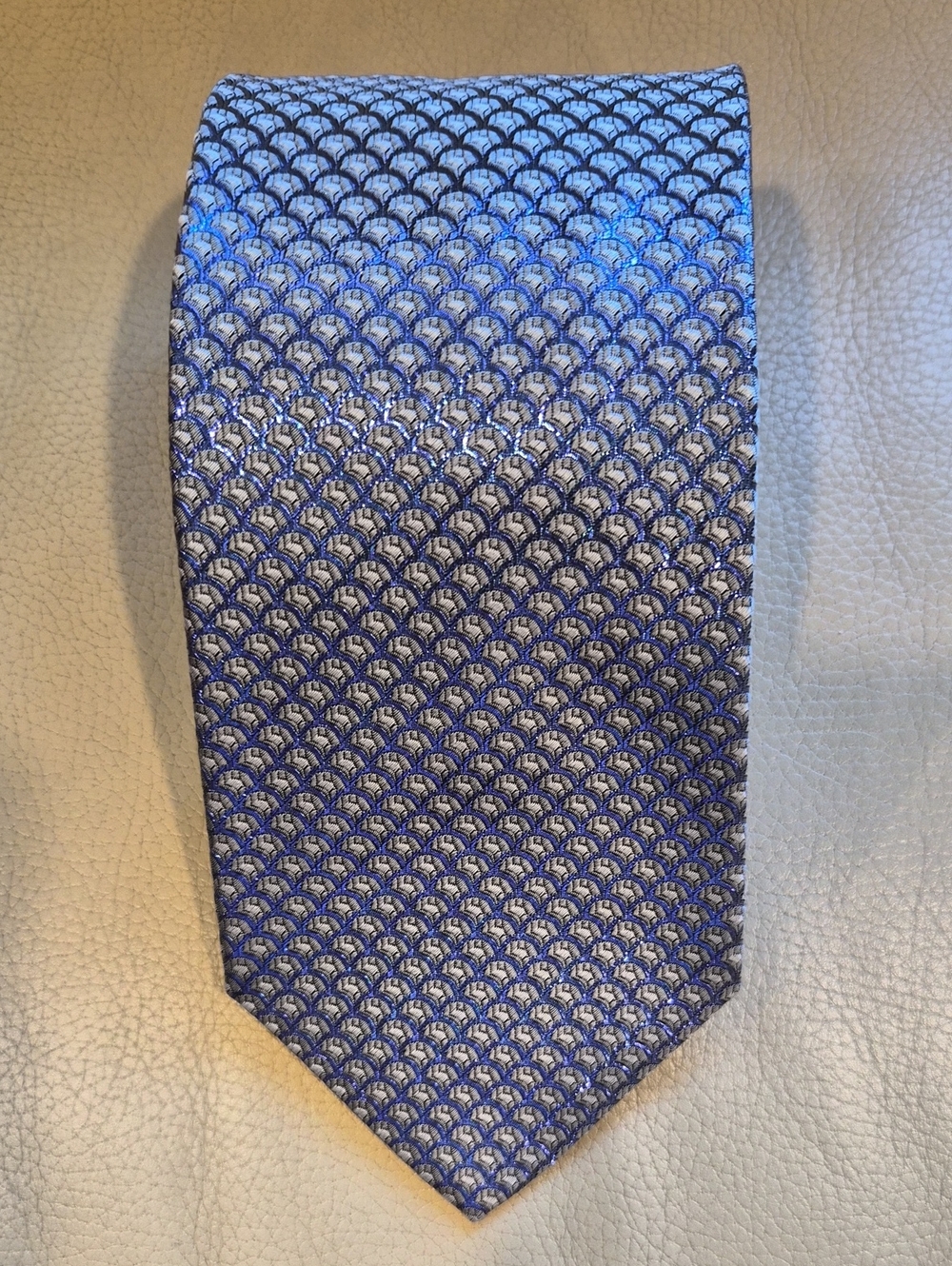 Dolce & Gabbana Made In Italy Blue and Silver Geometric Silk Blend Tie